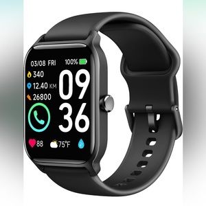 Black Smart Watch Fitness, heart and sleep Tracker for iOS and Android